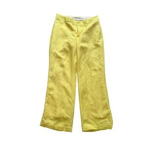 Banana Republic Collection Women’s Linen Blend Pants Yellow Wide Leg Size 6/8